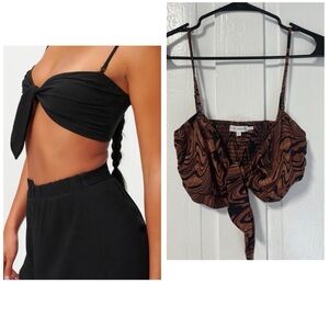 Good American Bandeau Tie front top brown and black marbled size small